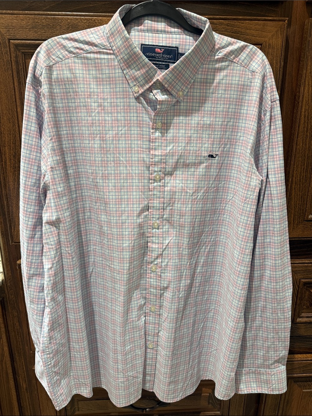 Vineyard Vines Men's Pastel Pink & Light Blue Plaid Button-Down Shirt